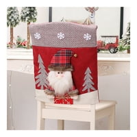 Božićna stolica, Crvena Santa Claus Snowman Elk Dolls Slipcover Xmas Party Kuhinjski trpezarijski dekor