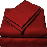 Postavljeni lim - ravni lim, ugrađeni list dubok džep i jastučnice - egipatski pamuk i broj navoja - ekstra meko i luksuzno - Burgundijalna čvrstoća, full-xxl veličina