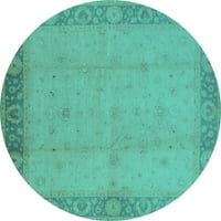 Ahgly Company Machine Persible Okrugli okrugli orijentalni tirkizni plavi tradicionalni prostirke područja, 3 'okrugli