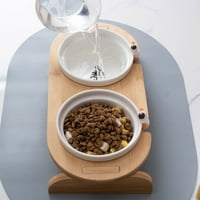 Nagnuta zdjelica za hranu za mačku ubranu za mačke i štenad drveni gutanje lako trajno čuvaju čistije