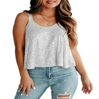 Žene CAMISOLE CREW CACT Ljeto TOP SOLD COLOR CENOER TOPS PARTY T BESPLATNE LOOUWROVER SILVER M