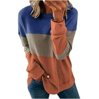 Crewneck Fall duksela Spring Odeća za žene Striped Patchwork Color Blok košulje dugih rukava Trendy