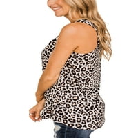 Rejlun ženski tenk top scoop vrat bez rukava prsluk seksi majica labavi rad T majice Leopard Ispiši