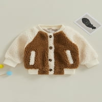 Suantret Toddler Kids Boys Girls Fleece kaput zimska topla odjeća kontrastna boja dugih rukava dugme