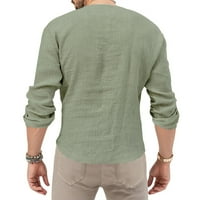 Leodye muški čišćenje dugih rukava Muška košulja za ispis u boji N bluza i majica s dugim rukavima Green