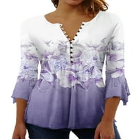 Abtel Ladies Tunic bluza V izrez majica Prozračne ljetne vrhove Žene Ležerne prilike za odmor Style-H m
