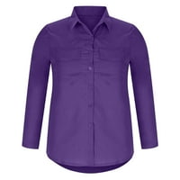 Ženska majica Vrhovi Clearence Labavi Ležerne prilike Dugi rukavi Solid Switwround Carlar Casual BluZA majica Top Purple