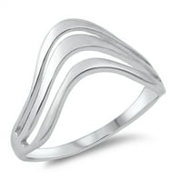 Moderan trostruki val minimalistički srebrni prsten nakit ženski muški unise veličine 9