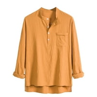 Vrhovi za muškarce dugih rukava, majica slim fit majica dugih rukava niz bluzu majica sa džepom narančastom