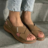 JTCKARPU Sandal Wedge Sandale za žene Fau kožne ljetne udobne cipele