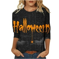 Oalirro Halloween bluza za žene s dugim rukavima CATR CACT Geometrijski ispis Svakodnevno slavlje Halloween