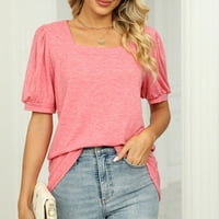 FOPP prodavač Ženski ljetni vrhovi modni casual okrugli vrat kratki rukav pleteni pulover pulover majica majica ružičasta l