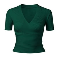 Majice aaiaymet za žene Ženska kratka rukava Okrugla majica za prevelikoj majicu Grafički kratak labav ležerne majice, zeleni l