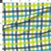 Velvet tkanina FAT tromjesečje - lipe zelena provjera teal plave opruge hladne boje tirkizno ljeto po