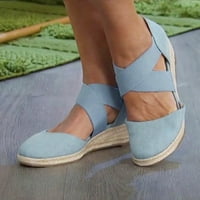 Blizine sandale za žene, žene sandale za žene sandale s niskim potpeticama sandale sa gležnjače sandale Ljetne udobne cipele Trendne sandale, 9,5 i plavo