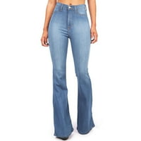 Bell donje traperice za žene visokog struka Flare Jeans Stretchy traper hlače mršave na pantalonama svijetlo plava xxxl