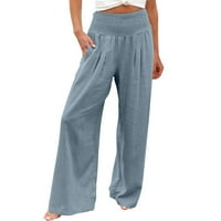 Vremenske ženske ženske hlače sa širokim nogama visokih struka Trendi ravne hlače Casual pantalone, xxxl