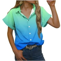 Ženske košulje majice kratki rukav casual office uredski radni bluze ljetne vrhove gradijentne boje