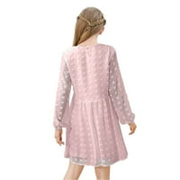 TODDLER Baby Girl Pamuk haljina dugih rukava Čvrsta boja Crw Crt haljine Little Casual Spring Fall haljina