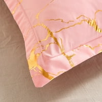Satenska posteljina set ružičasti satenski prekrivač poklopac ružičasta metalik mramorna uzorka luksuzna posteljina postavljena puna veličina