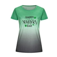 Dnevne majice Hanzidakd St. Patricks Dnevne majice za žene plus veličine gradijentno pismo Shamrocks Ispis kratkih rukava za majicu