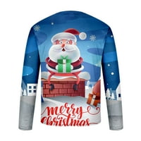 Zodggu T majice za muškarce Božić Santa Claus Print Digiter Print Muns Bluuses Pokloni dugih rukava