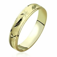 14k žuti zlatni vjenčani trakici rezani prsten