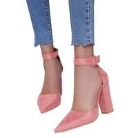 DMQupv okrugli nožni peteli High blok Boja peta modne kopče ukazane sandale Ženske ženske sandale dame cipele ružičaste 8