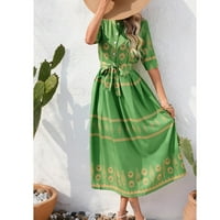 Obuci plus veličina za ženska haljina za sunčanje tenisane boemske haljine za odmor zeleno m