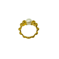 Vanytel ženski prsten u 18K pozlaćeni nehrđajući čelik sa elegantnim biserom, kroasni prstenom, modom