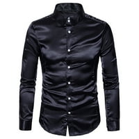 Wendunide majice za muškarce Muška visokokvalitetna Ležerna modna sjajna majica s dugim rukavima crna
