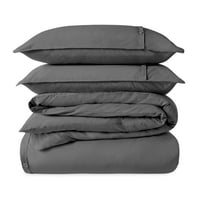 Bareni kućni organski pamučni poklopac pokrivača - Broj navoja - Percale Weave - Twin Twin XL, Siva