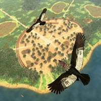 Par Andan Condor lete preko skog seoskog plakata