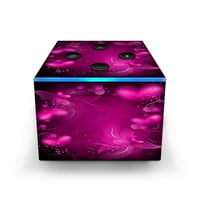 Kožni naljepnica za Fire TV Cube + cvijeće udaljene ružičaste srcu