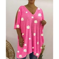 Haljina za žene Trendy cvjetna haljina Spring Casual Loose Boho odjeća Kratki rukav V-izrez Kratka suknja Beach Odmor Sun Haljina pokloni za žene koje imaju sve ružičasto xl