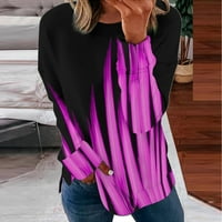 Moonker Womens Majice za žene Kontrast Color Print dugih rukava Bluza Pulover TEE majica Top Geometrija