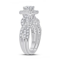 14k bijeli zlatni okrugli dijamant Bridal Set za vjenčanje 1- cttw