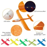 Bacite avionske avilne plane za pjenu, 18,89 ručno bacanje pjene jedrilice sa režimima svjetla, letećim igračkama za djecu, narandžaste