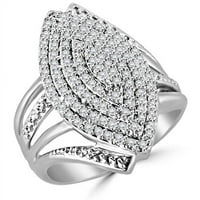 Veličanstvo dijamanti MDR180001-5. 0. CTW okrugli dijamantski markizni koktel prsten u 14k bijelo zlato - veličine 5.75