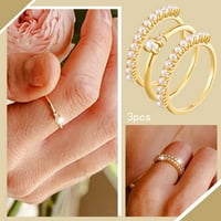 Yubnlvae Ring Gold Ring Postavite mladenski kružni kružni prsten za prsten za prsten za prsten u obliku