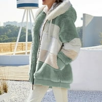 Ženske zimske kapute s kapuljačnim kapuljačom blok za patchwork kaputi za večeru noseći 4xl zelene boje