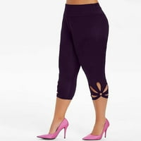 Ženske gamaše kratke hlače moda plus veličine čvrste boje elastični struk Sport Sport Yoga casual šuplje nogavice-3x-velgack