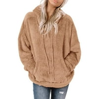 Ženski kaputi sa kapuljačom zimski topli vuneni džepovi pamučne kapute