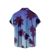 Yyeselk muns hawaiian palmine tipka za ispis majice plus veličina šifon rever up up kratki rukav V rect majica klirence plavi xxl