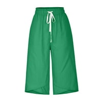 Mrat ženske hlače za žene Lood široke noge elastične kaprike hlače Kapljene pamučne ležerne ljeto obrezane hlače sa džepovima za crtanje XXXXXL