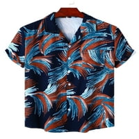 Grianlook muns gornji gumb down bluza rever vrat Ljetne košulje muškarci Ležerne prilike Havajska kratki rukav Tee Style-H 2xl