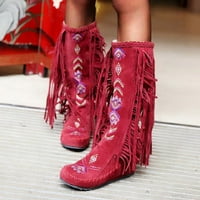 Dyfzdhu Žena Style Ženske pete Flinge Bot Chinese Boots Boots High Long Stas reel Nation kožne modne