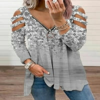 Zračni bluze za žene u odjećnom kaputu Žene V-izrez patentni zatvarač Color Fold casual bluza vrhovi