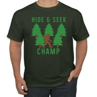 Divlji Bobby, sakrij i potražite Champ Funny Bigfoot skrivajući se, humor, muškarci grafički tee, šumska zelena, 5x-velika