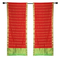 Crvena boemska indijska sari zavjesa Džepna dnevna soba -60W 108L